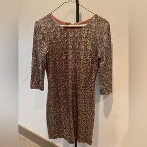 BB Dakota Gold and Brown Sequin Dress
